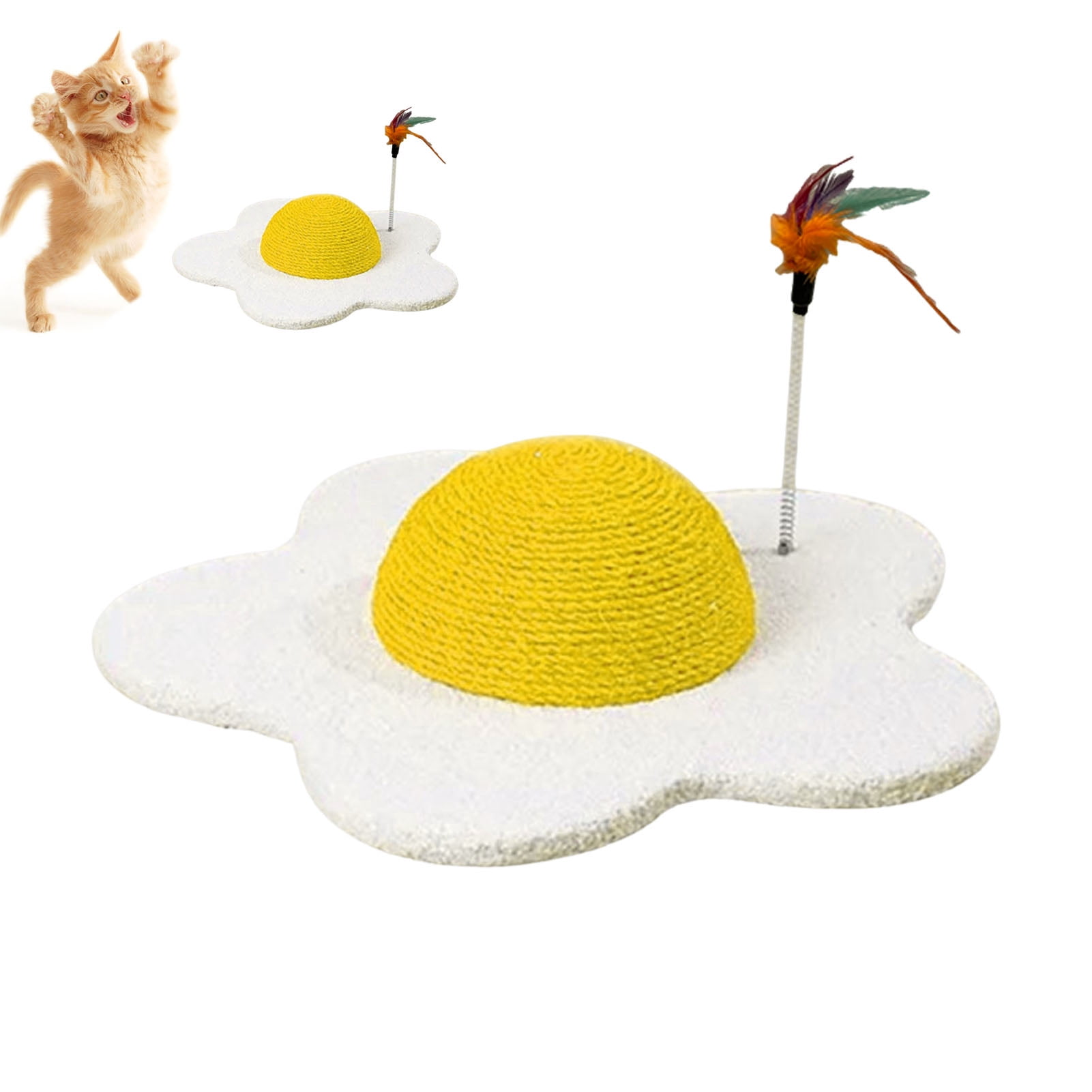 YIFAEUX Cat Scratch Pad Flower Shape Sisal Rope Cat Scratcher Interactive Floor Cat Scratching Board with Spring Plush Bee for Furniture Protector