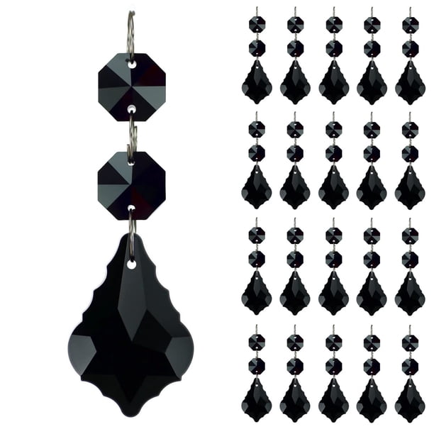 GOLDENHAITAI 20 unidades Prismas de Cristal en Forma de Hoja de Arce Negra de 38 mm