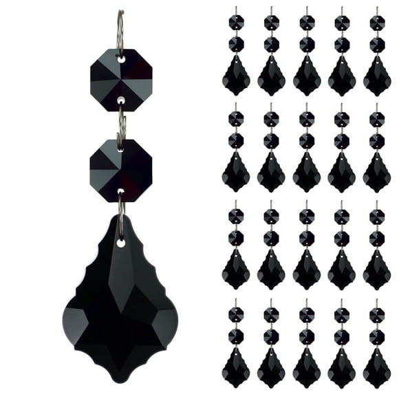 GOLDENHAITAI 20 unidades Prismas de Cristal en Forma de Hoja de Arce Negra de 38 mm