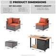 thumbnail image 3 of Ovios 6 Pieces Patio Fire Pit Set All Weather Wicker Outdoor Conversation Set with Coffee Table,Orange Red, 3 of 7