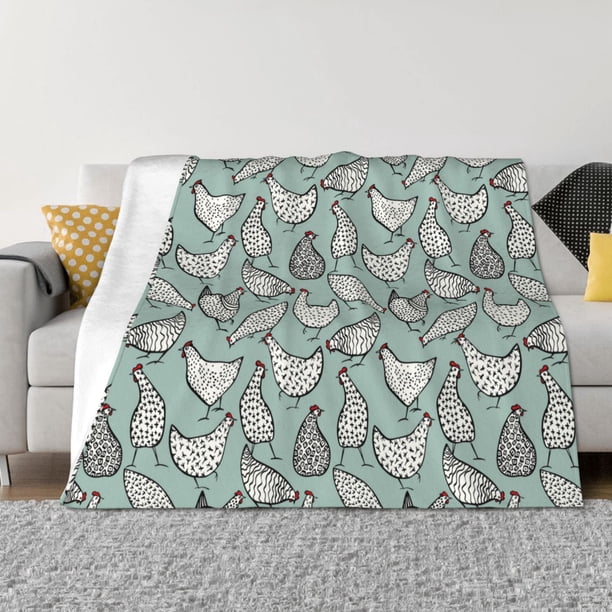 Fotbe Hand Drawn Chickens Manta de Franela con Estampado, Manta Ultrasuave para Cama, Sofá, Auto, Hipoalergénica y Antibolitas-60"x50"