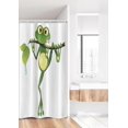 thumbnail image 2 of Animal Booth Shower Curtain, Rainforest Nature Jungle Living Art Little Frogs on Ground Branches, Fabric Bathroom Decor Set with Hooks, 71"W x 71"L, G, 2 of 5