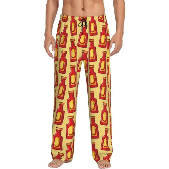 Fuzoiu Hot Chili Print Men's Pajama Pants,Lounge Pants for Men,Lounge PJ Bottoms,Sleepwear Pants with Drawstring Pockets -Small