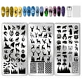 thumbnail image 1 of Juego de 3 placas para estampar uñas con diseños de animales salvajes: plantillas para uñas con temática de bosque, lobo, oso y ciervo. Incluye estampador y raspador., 1 of 7