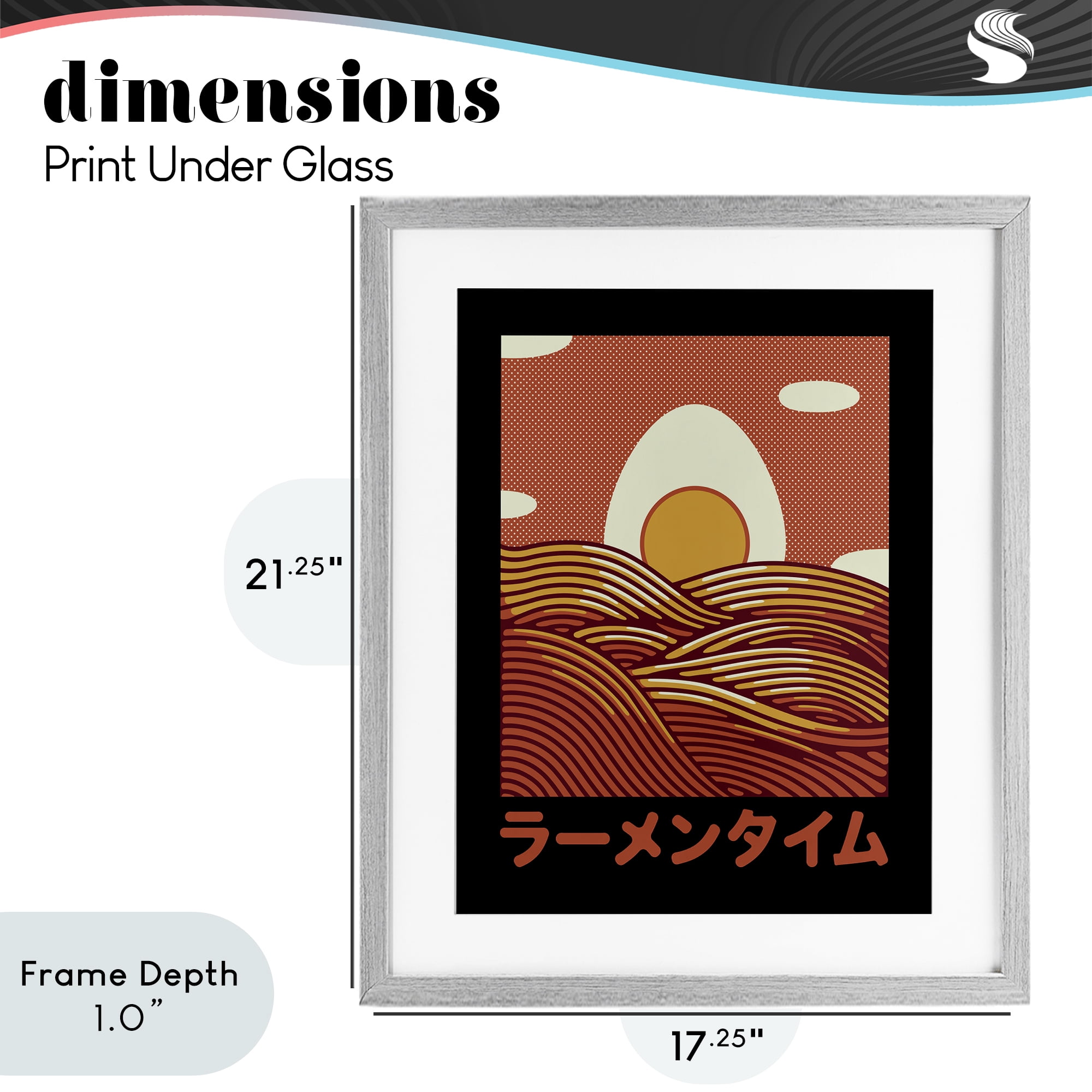 Stupell Industries Minimalist Egg & Ramen Sunset Gray Framed Print Under Glass, design by Tobe Fonseca