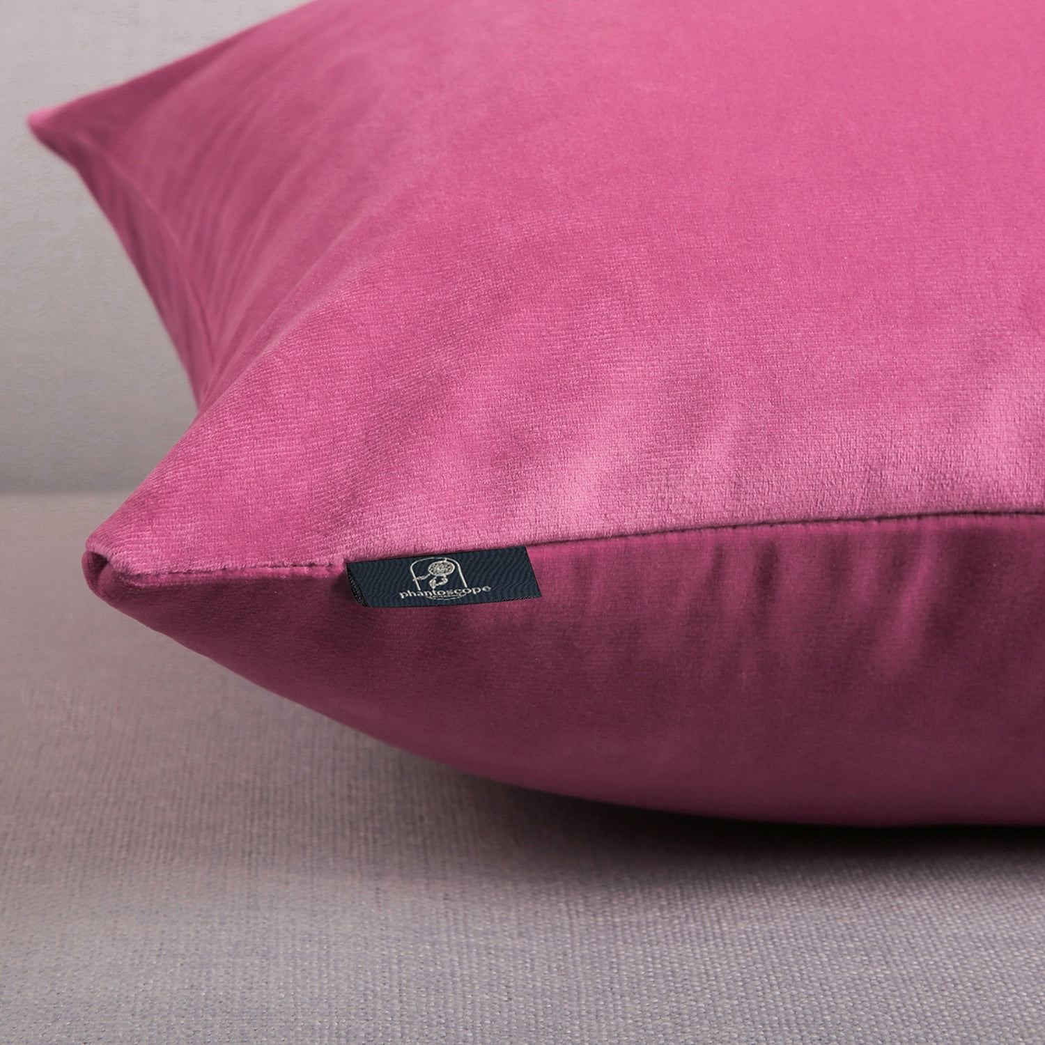 Phantoscope Soft Silky Velvet Series Square Decorative Throw Pillow Cusion for Couch, 18" x 18", Pink, 2 Pack