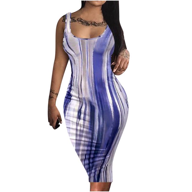 QIPOPIQ Robes de Cocktail pour Femmes Soirée Manches Courtes Robes Décontractées Tendance Robe d'Été Aguichant Imprimée Sans Manches Robe Smill Offres 2023