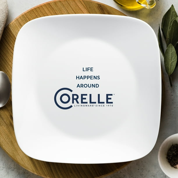 Corelle Pure White 12-Piece Square Glass Dinnerware Set (Service