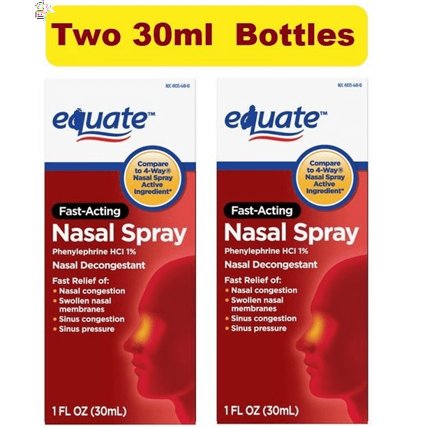 Pack of 2 Nasal Spray, Decongestant Phenylephrine Hydrochloride 1, 1