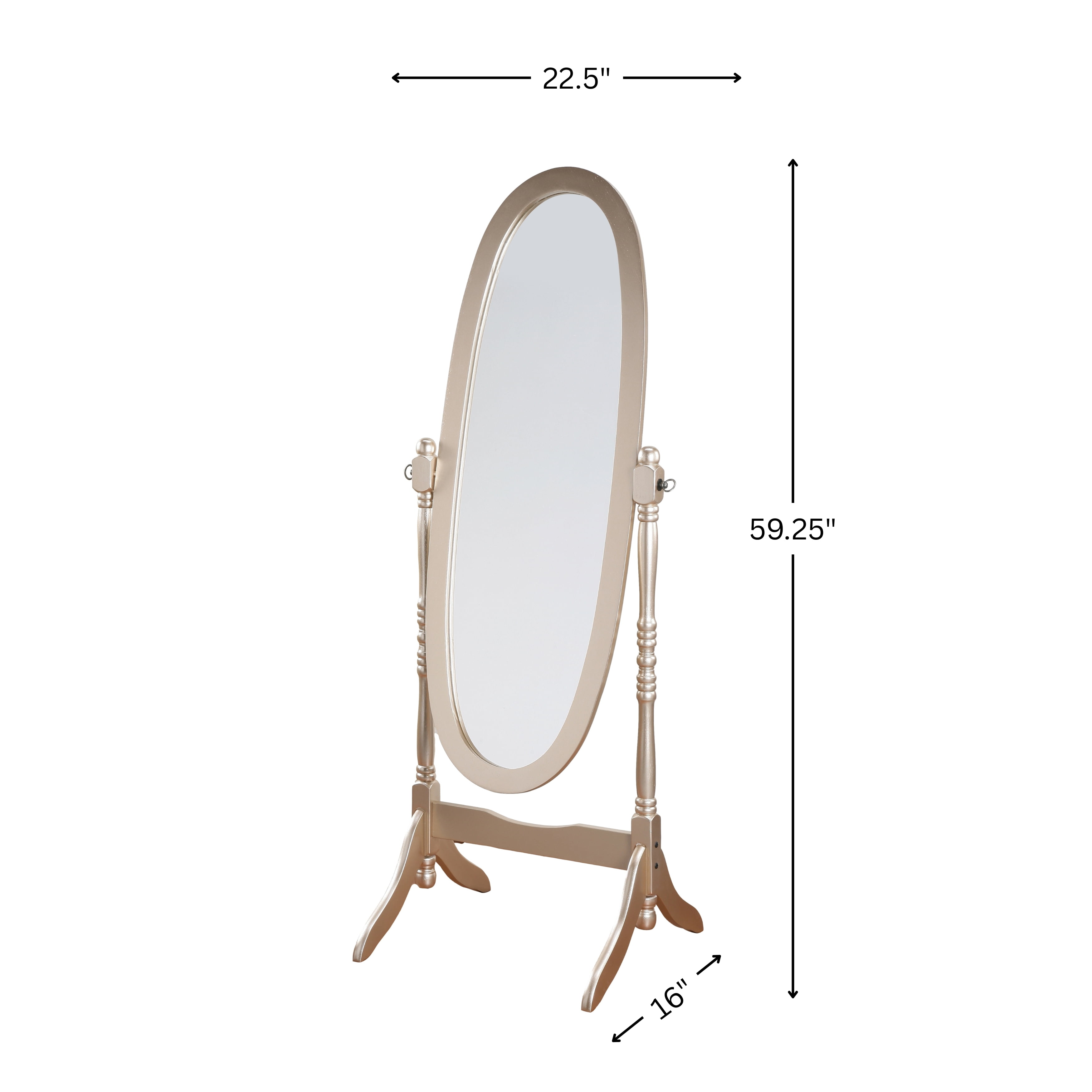 Roundhill Furniture Audi Traditional Queen Anna Style Wood Floor Cheval Mirror, Gold Finish