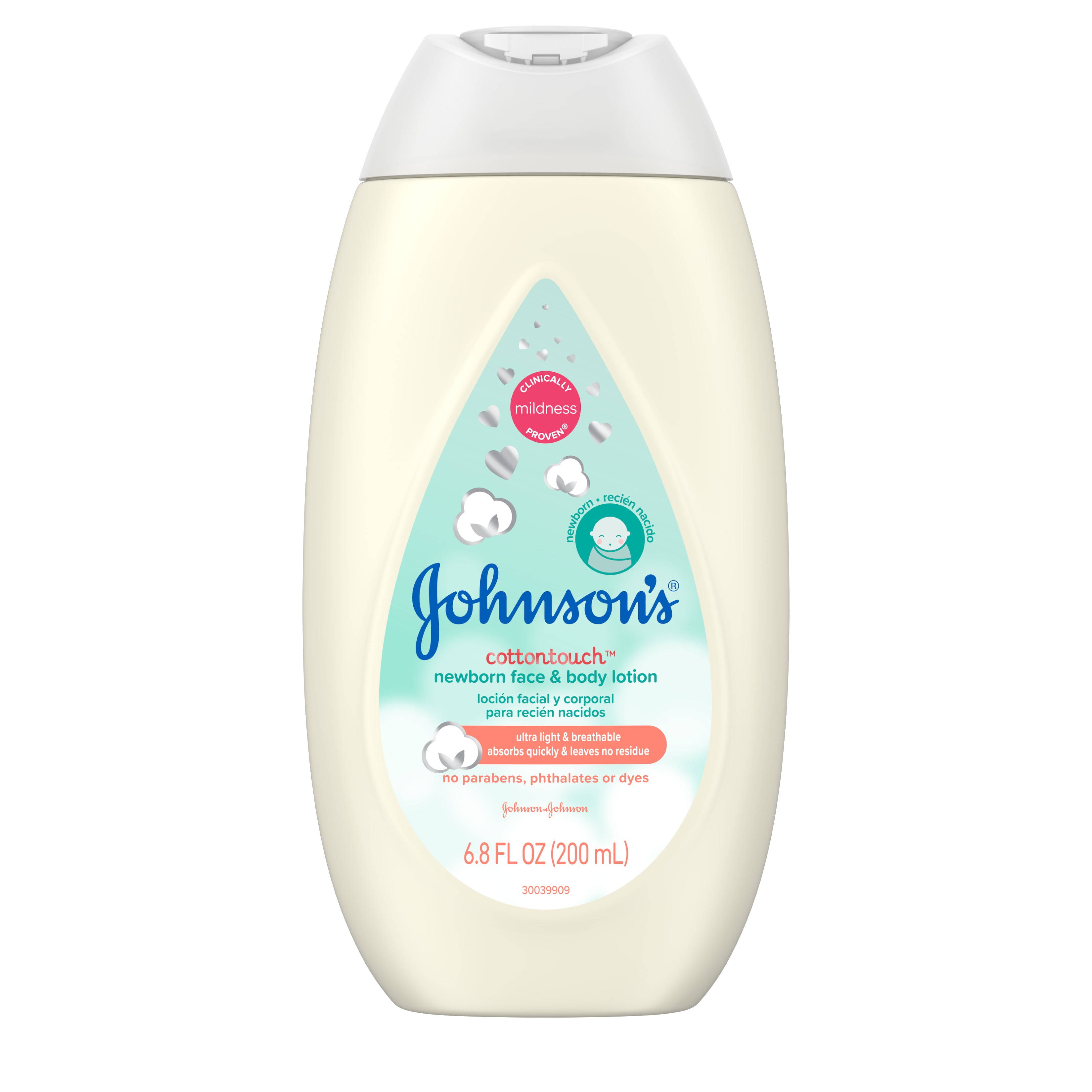 Johnson's Cotton Touch Newborn Baby Face and Body Lotion, 6.8 fl. oz