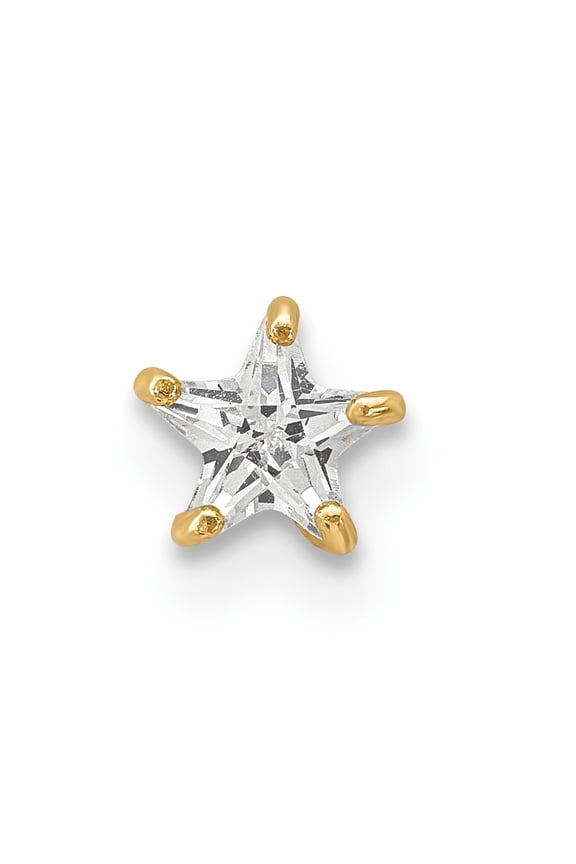 14k CZ Star Labret/Face Jewelry in 14k Yellow Gold