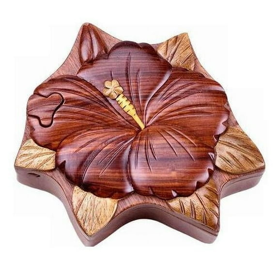 Hibiscus Flower - Secret Wooden Puzzle Box