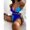 Blue, variant on Babysbule Womens Swimsuits Clearance Fashion Women Split Swimsuit Show Waist Hollow Out Stitching Color Sexy