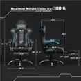 thumbnail image 6 of Alden Design Ergonomic High Back Gaming Chair with Massage Lumbar Pillow and Padded Armrests, Black/Gray, 6 of 11