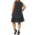 thumbnail image 3 of Unique Bargains Women's Plus Floral Sleeveless Ruffle Hem Casual Dresses 1X Black, 3 of 6