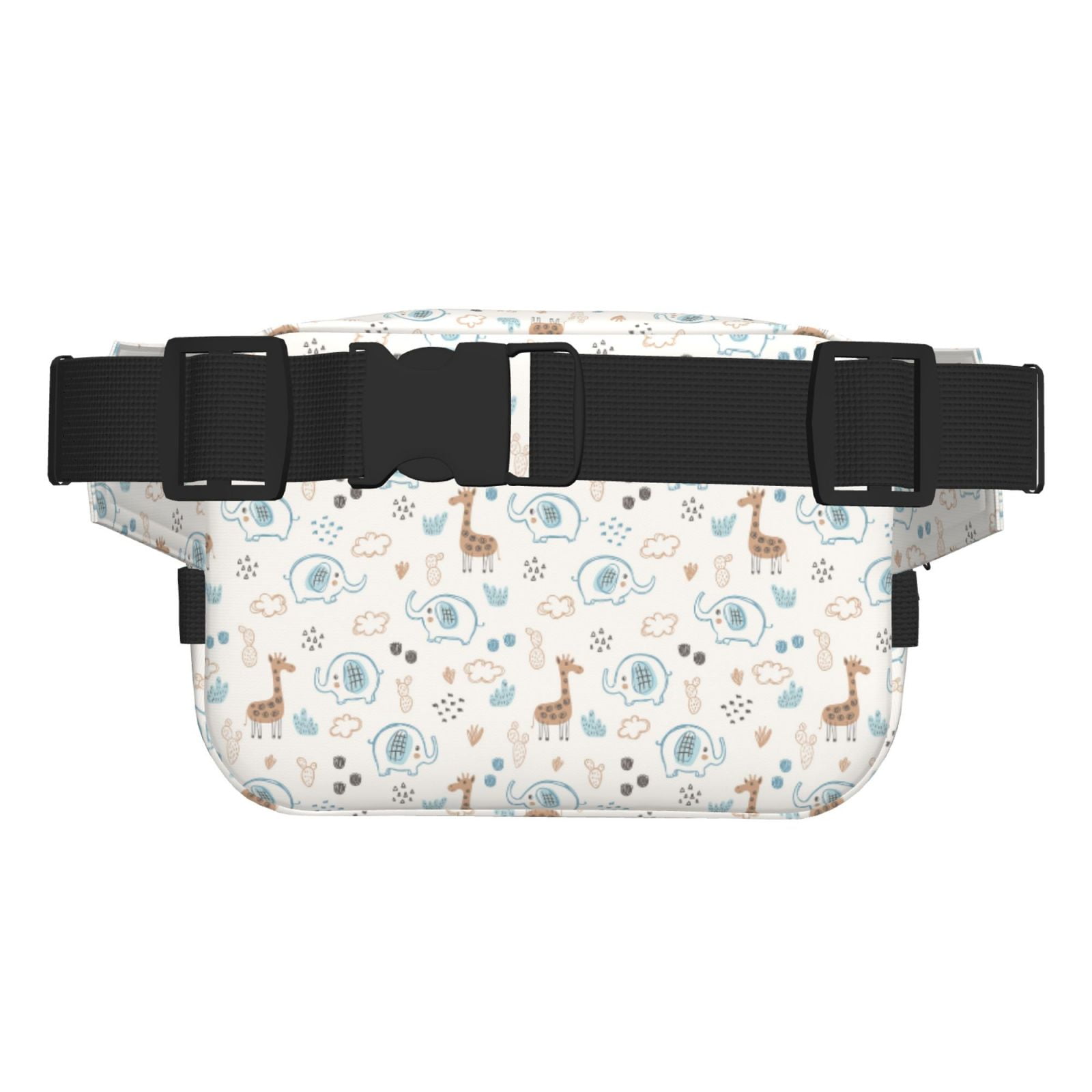 Picia Elephants And Giraffes Print Square Double-Layer Waist Bag Mini Adjustable Waist Belt Bag Exercise Running Travel Hiking