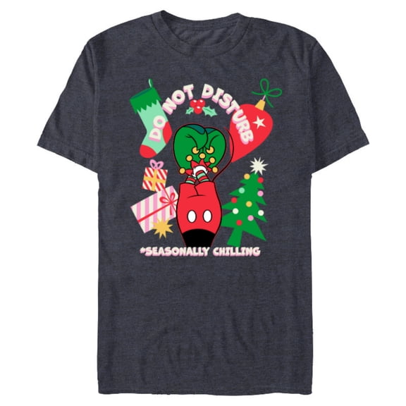 Disney Mickey Mouse Legs Christmas Chilling Do Not Disturb - Short Sleeve Blended T-Shirt for Adults - Customized-Navy Heather