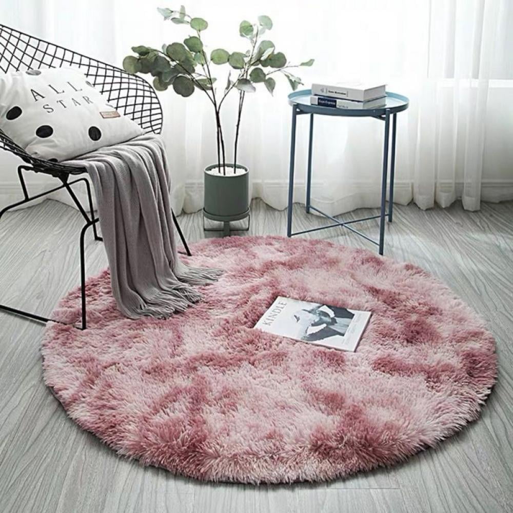 Round Shaped Soft Area Rugs Plush Carpet Living Room Bedroom Rug Fur Mats Decor 