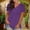 Purple, variant on QUNYINEY Short Sleeve Women Shirts Solid V Neck Casual Tops Plus Size Loose with Pocket Pullover Shirts
