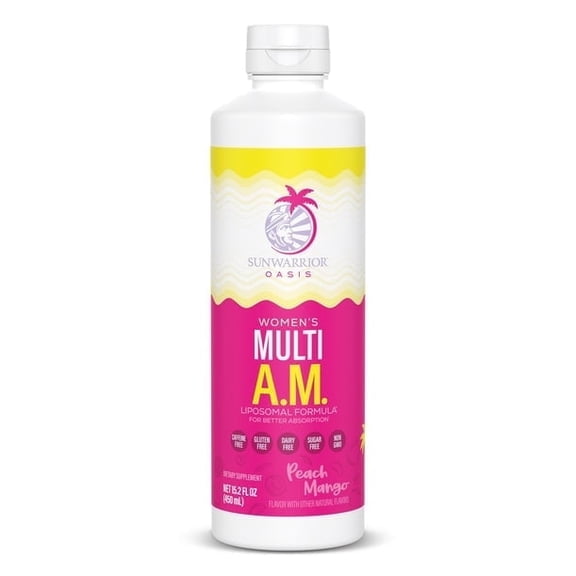 Sunwarrior Women’s Multi A.M. Liquid Multivitamin Supplement, Peach Mango, 15.2 fl oz