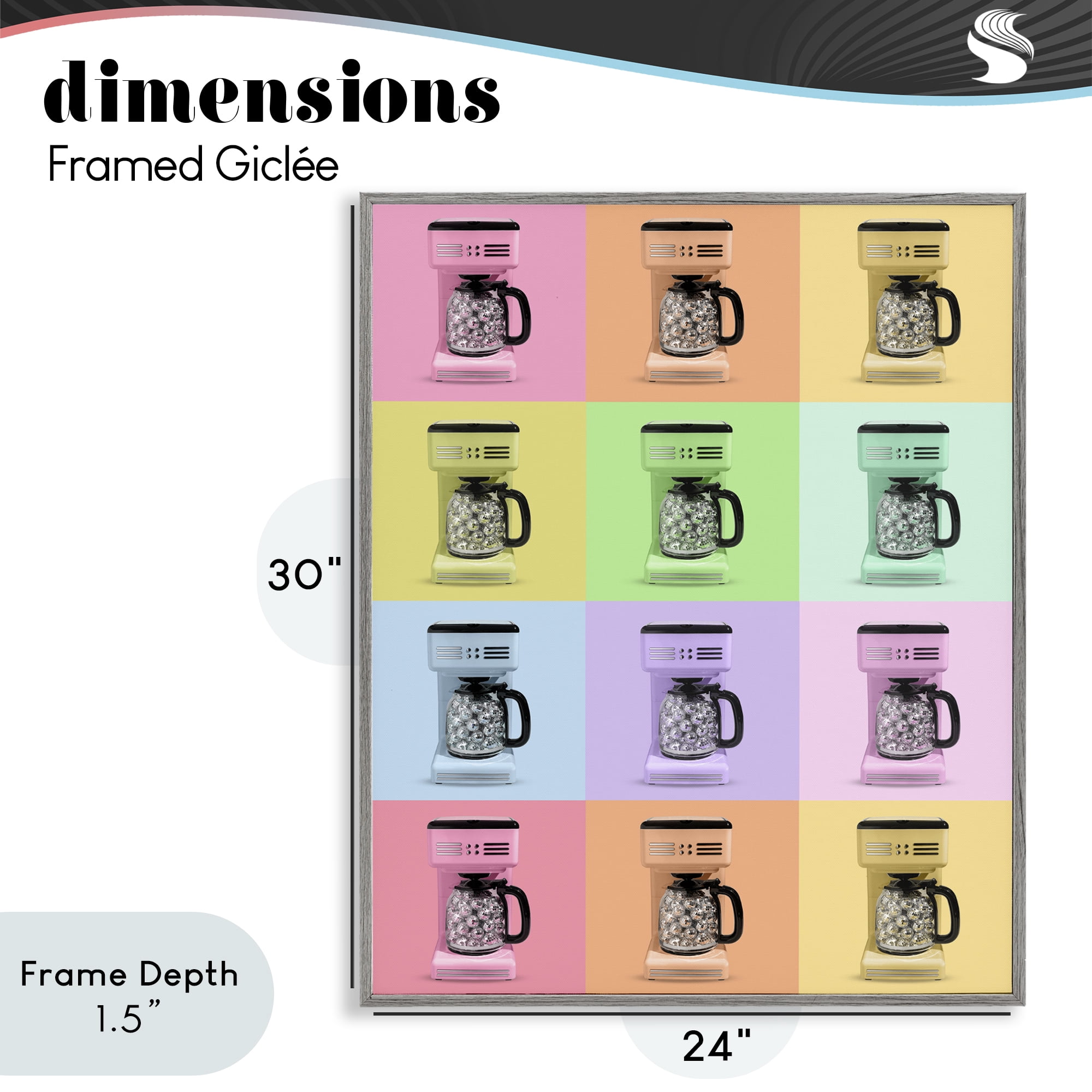 Stupell Industries Disco Coffee Maker Collage Gray Framed Giclee Art, design by LISH Creative