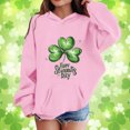 thumbnail image 2 of IWRICH Happy St. Patrick's Day Hoodies for Girls Printed Shamrock Sweatshirts Saint Patrick's Tops,Size 3-14 Years Pink 120, 2 of 4