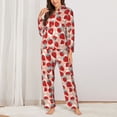 thumbnail image 2 of Yiaed Red Strawberry Print Pajamas Women's Long Sleeve Sleepwear Soft Button Down Loungewear Pjs Lounge Set Nightwear Womens Pajama Pants-Large, 2 of 7