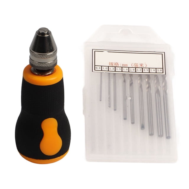 Juego de herramientas portátiles Micro Mini, taladro manual pequeño y 10 brocas helicoidales de 0,8 a 3,0 mm