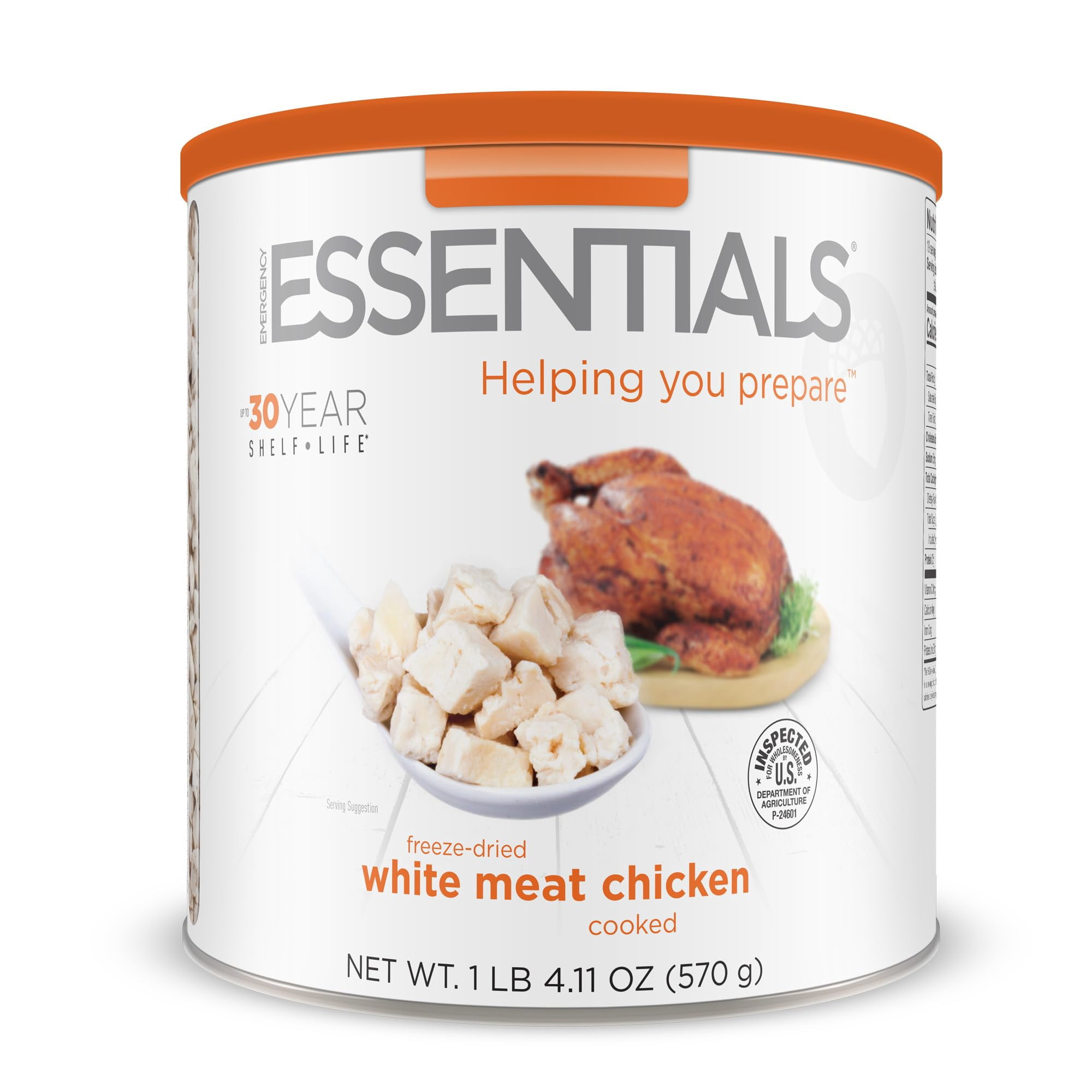 Emergency Essentials Freeze-Dried White Meat Chicken #10 Can – 25-Year Shelf Life, 19 Servings, 513g Protein – Bulk Food, Long-Term Emergency Food Supply & Storage