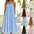 thumbnail image 2 of Efsteb Women's Spaghetti Strap Pleated Maxi Dress Loose Sleeveless Long Dress for Summer Beach Vacation Boho Casual Daily (Black,L), 2 of 9