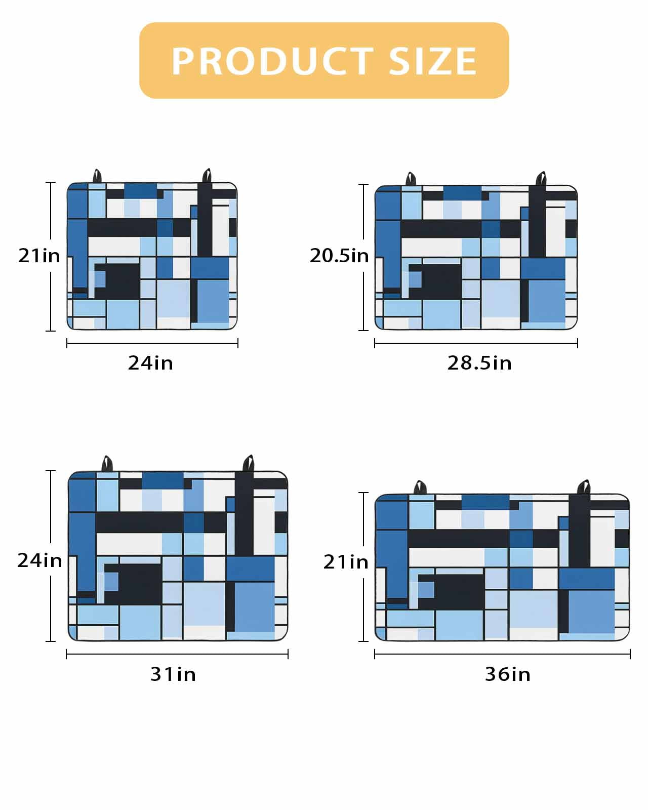 nqOlkjepod Large Induction Cooktop Protector Mat 24"x21", Black Blue Geometric Stove Top Covers for Electric Stove, Blue White Abstract Art Modern Stove Burner Cover Mats, Glass Top Stove Cover