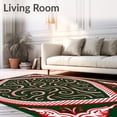 thumbnail image 2 of ODIKA 6'x9' Machine Washable Non-Slip Area Rug, Festive Cane Swirl Half Moon Welcome Doorway Accent High Traffic Rug, Green, 608211, 2 of 7