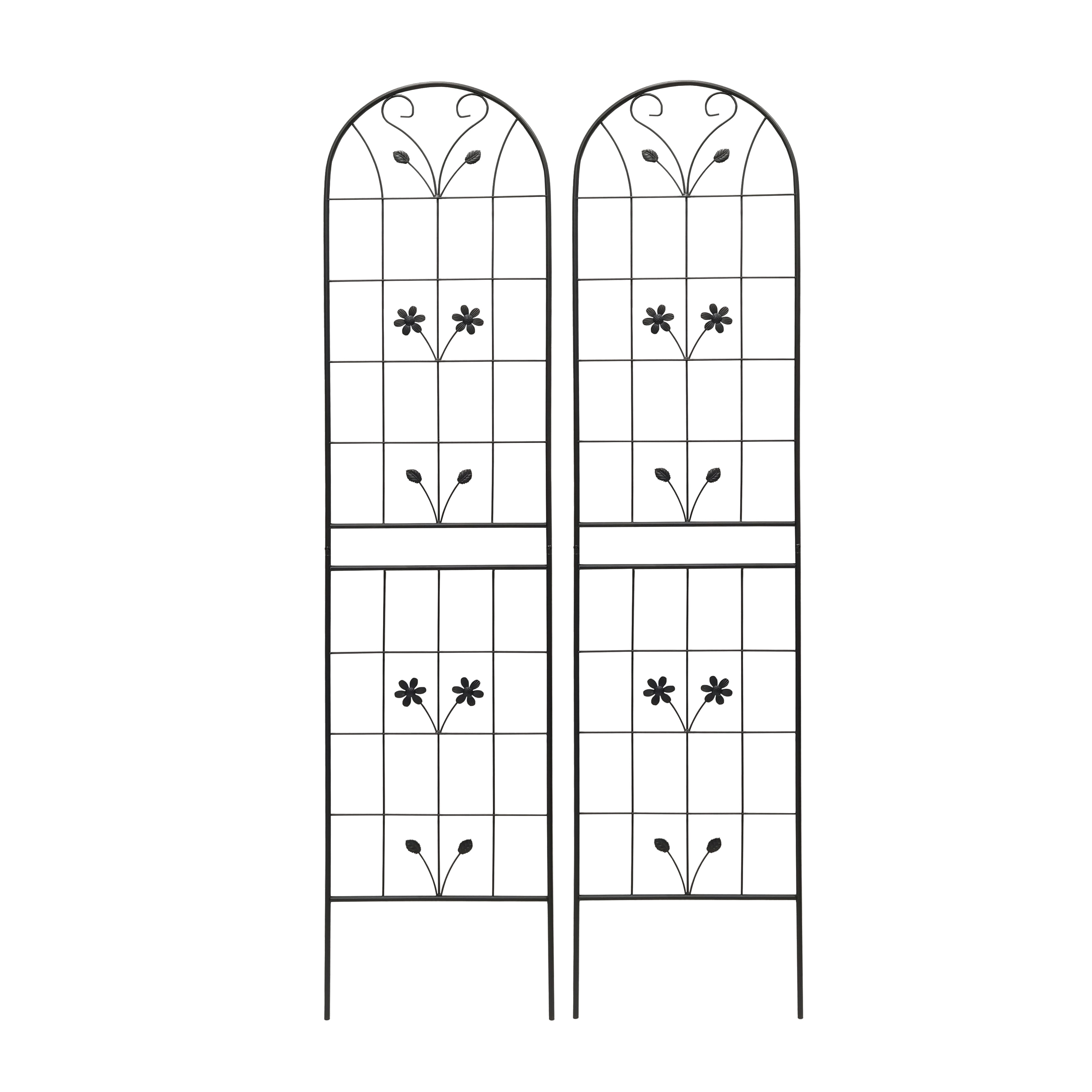 Yoneston 2 Pack 86.7"x19.7" Metal Garden Trellis, Metal Coating Anti-Rust and Sturdy, Rustproof Flower Metal Trellis for Outdoor Decoration, Black