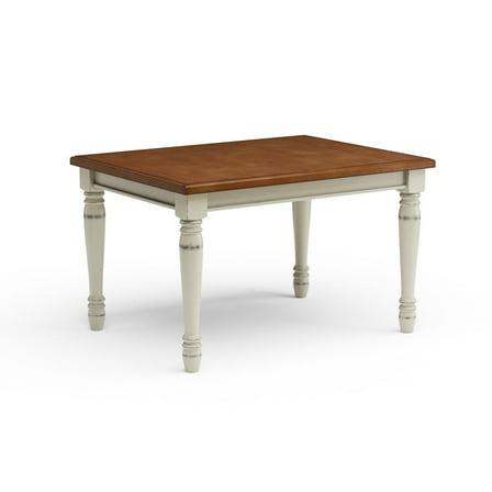 Homestyles Monarch Wood Dining Table in Off White with 18" Leaf Extension seats upto 6