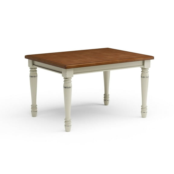 Homestyles Monarch Wood Dining Table in Off White with 18" Leaf Extension seats upto 6