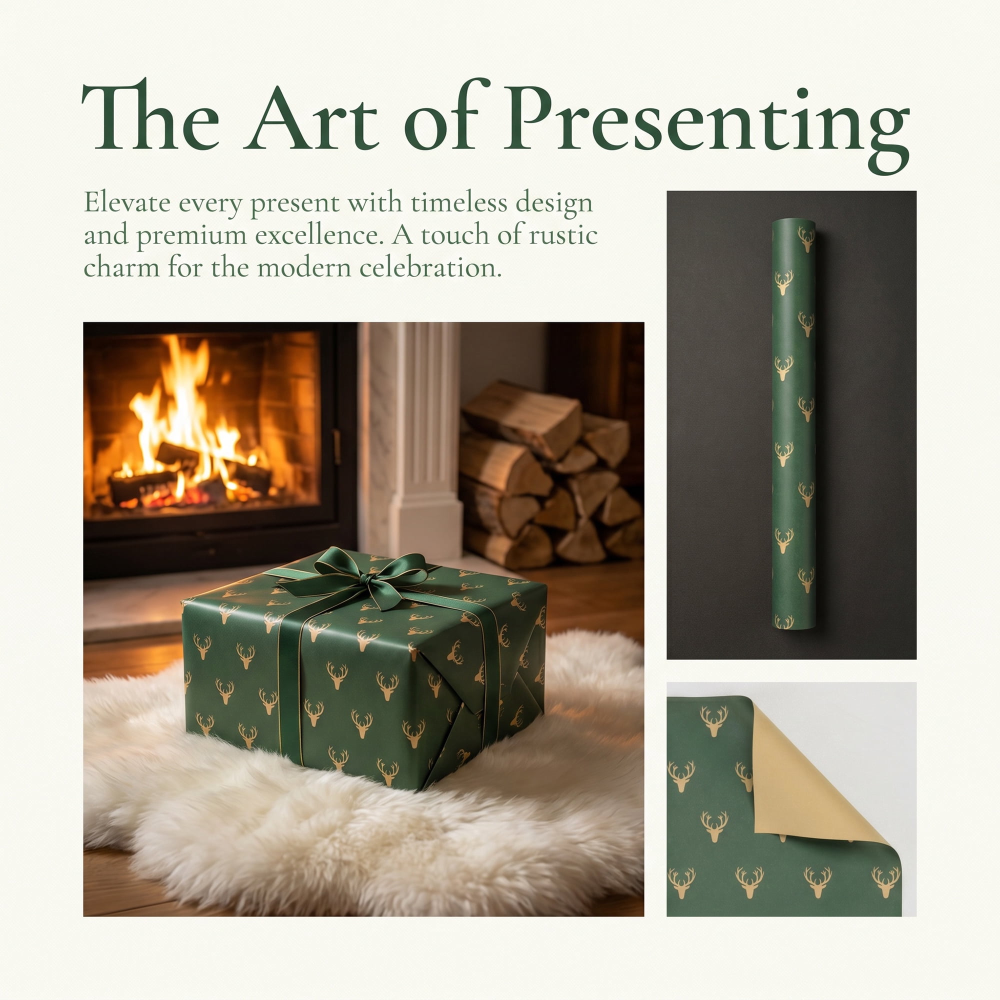 Unique Bargains Premium Gift Wrapping Paper for Christmas and Event Dark Green 27.6"x19.7"