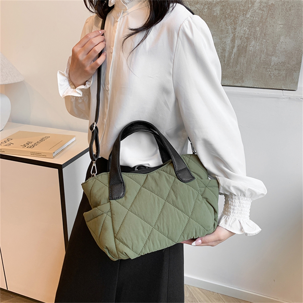 FENOHREFE Quilted Nylon Crossbody Bag For Women Puffer Shoulder