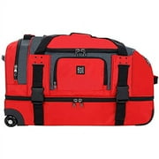 Rig 30 Inch Rolling Duffel Bag, Travel Luggage with Wheels, Red/Grey