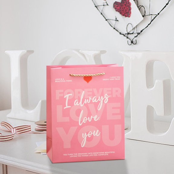Romantic Gift Bags for Couples, Reusable Tote Bags for Gift Exchange, Decorative Present Bags for Anniversary and Special Occasion(A)