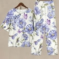 thumbnail image 1 of Ensemble 2 Pcs pour Femmes Été Ensemble Imprimé Manches Courtes Demi-Manches Col Rond Haut Court + Pantalon Décontracté Ensemble de Détente Deux Pièces Grande Taille en Liquidation, 1 of 4