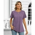 thumbnail image 3 of Rosvigor Blouses for Women Short Sleeve Shirts Casual Dressy Summer Tops with Pleats, 3 of 7
