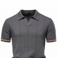 thumbnail image 3 of FRSASU Men's Business Casual Knit Polo Shirt Short Sleeve Lapel Collar Lightweight Summer office Tops Dark Gray-A, 3 of 5