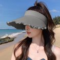 thumbnail image 2 of Hvmvliv Sun Hats for Women Sun Visor Hats Women with Wide Lace Brims Adjustables Clip-On Summer Beach Hat Hollow Summer Breathable Hat Ice Silk Fabric for Coolings Gray, 2 of 5
