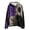 Purple, variant on Women's Plus Halloween Stitched Face Print Hoodie, Color Block Long Sleeve Pullover with Kangaroo Pocket S-5XL, Red