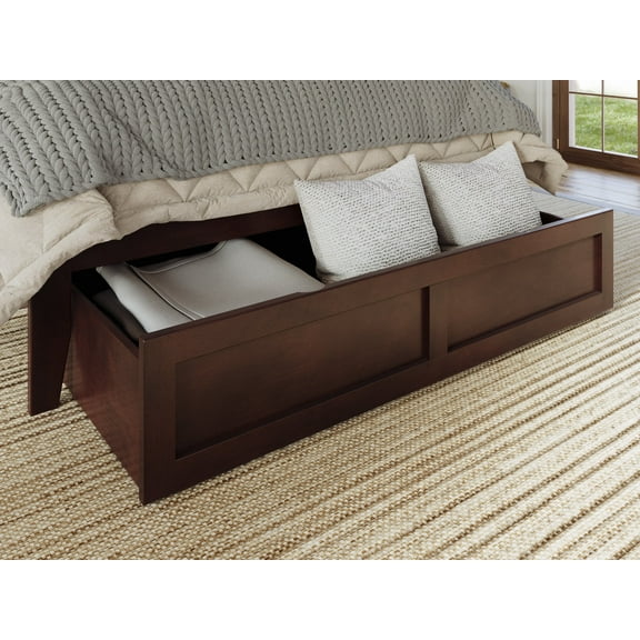 AFI Under Bed Foot Drawer Storage Drawer for Platform Beds, Queen, Walnut