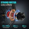 thumbnail image 3 of AOSTIRMOTOR Vélo Électrique Unisexe de Ville, vélo électrique avec Moteur 750W Batterie Lithium Amovible 48V 13AH avec Porte-Bagages et Garde-Boue, Pneus Larges 26x4.0 Pouces pour Adultes, Blanc, 3 of 12