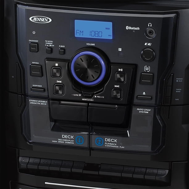 Jensen JMC-1250 BT 3-Speed Turntable with Bluetooth, 3 CD Changer