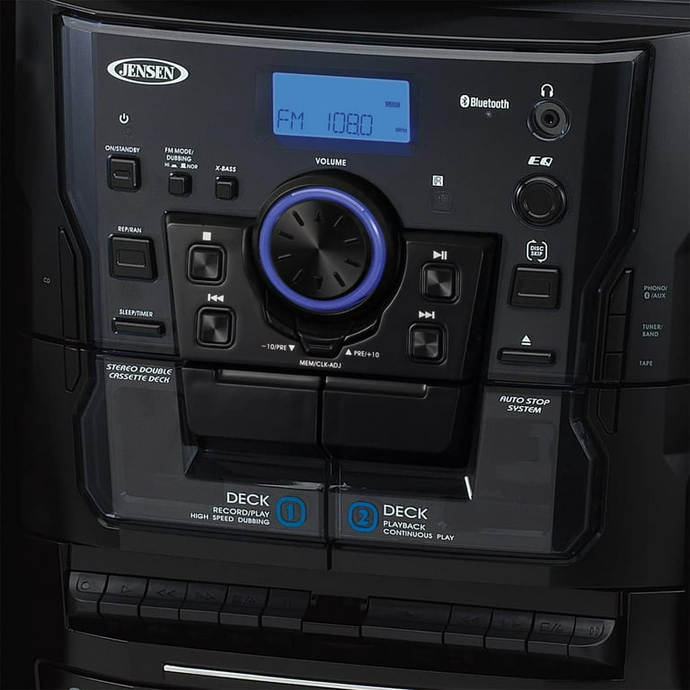 Jensen JMC-1250 BT 3-Speed Turntable with Bluetooth, 3 CD Jensen JMC-1250 BT 3-Speed Turntable with Bluetooth, 3 CD