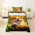 thumbnail image 2 of Manfei Corgi Dog Corgi Twin Sheets, Neon Doodle Bedding, Green Gold, 3pcs, 1 Flat Sheet, 1 Fitted Sheet and 1 Pillowcase, 2 of 6